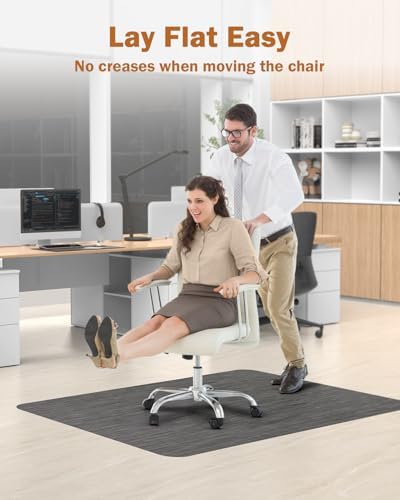 Blvornl Office Chair Mat for Hardwood Floor, 47.2"*60" Desk Computer Chair Mat for Hard Wood, Large Anti-Slip Hard Floor Protector for Rolling Chair, PVC Desk Rug for Office Black - Image 4