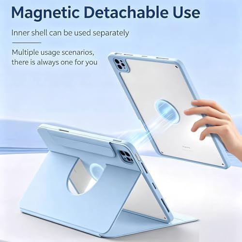 Keyboard Case with Touchpad for Galaxy Tab S10 FE/S10 Lite/S9 FE 10.9-Inch, Tab S9 11", Detachable Keyboard Case with Touchpad, 360 Degree Rotating Stand Cover with S Pen Holder, Blue - Image 5