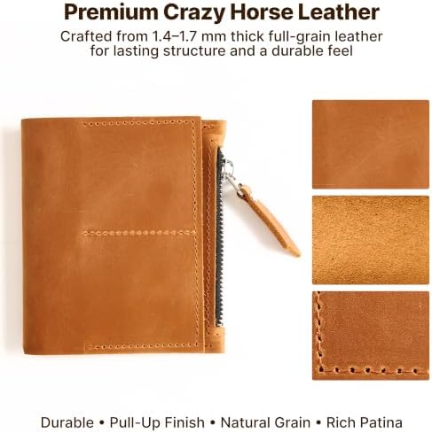 Leather Insert for Pocket Size Notebook (4" x 5.1") – Handmade Notebook Organizer with Card Slots & Zipper Pocket, Refillable Journal Insert, Travel Notebook Insert, Planner Insert, Warm Brown - Image 6