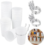 JAPCHET 20 Sets Ring Style Pegboard Cups with Hooks, White Pegboard Cups with Rings, Peg Board Cup Holder for Organizing Accessories Tools, Ideal for Garage Workshop Workbench Office by JAPCHET