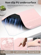 3-in-1 Ergonomic Keyboard Stand with Wrist Rest & Mouse Pad Set, Pink - Image 5