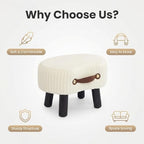 Foot Stools Small, White Ottomon with Handle, Velvet Footrest - Image 7