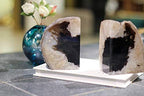 JIC Gem Black Agate Geode Bookends Decorative Stone Book Holder Heavy Duty - Image 5