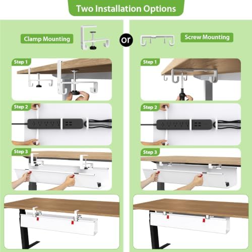 KEEGH Large No Drill Under Desk Cable Management Tray 36 in, White - Image 2