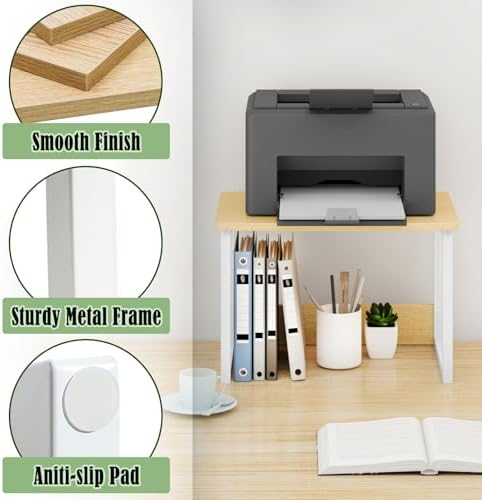 Printer Stand for Desk, 17.1"x12.4" Desktop Printer Stand Shelf Organzier - Image 6
