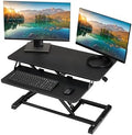TechOrbits Standing Desk Converter - 32 Inch Adjustable Sit to Stand Up Workstation, Particle Board, Dual Monitor Desktop Riser with Keyboard Tray, for Home Office Laptop, Black 32" by TechOrbits