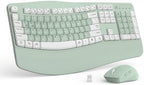 Wireless Keyboard and Mouse Combo,2.4G Ergonomic Wave Keys(Avocado Green-A) by RECCAZR