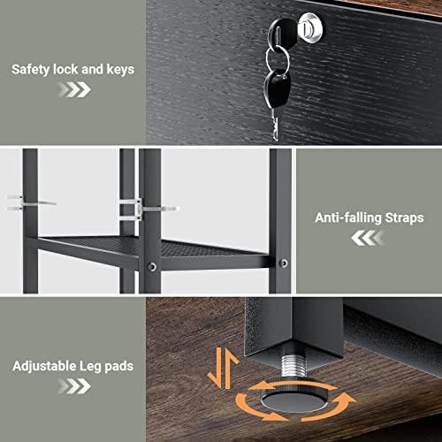 Homieasy Vertical Filing Cabinet with Bookshelf, Rustic Brown - Image 6