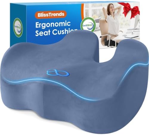 BlissTrends Extra Thick Seat Cushion for Office Chair & Car Seat, LightBlue by BlissTrends