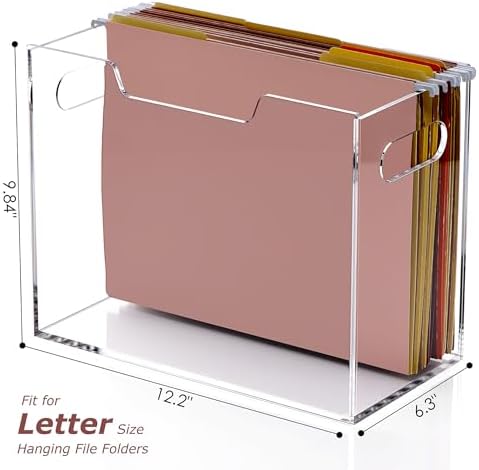 Acrylic Hanging File Organizer, Letter Size Clear Magazine Rack Folders Holder, Large Capacity Storage Box for Desk Office School, No Assembly Required - Image 2