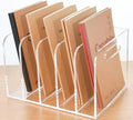Clear Acrylic Organizers - 5 Vertical Compartments Acrylic Folder Organizer & File Organizer, Desk Document Storage Bins for Magazines, Binders - Multipurpose Home Office Desk Organizer by AIMOLLYACRYLICSTORAGE