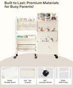 2in1 Baby Diaper Caddy Organizer and Storage Cart with Dividers and Drawers - Image 7
