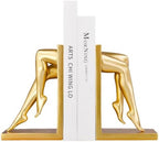 Gold Legs Sculpture Bookends for Shelves, Modern Resin Book Ends Decorative by Unknown