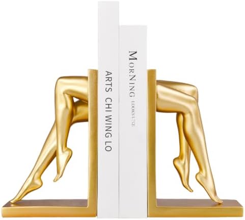 Gold Legs Sculpture Bookends for Shelves, Modern Resin Book Ends Decorative by Unknown