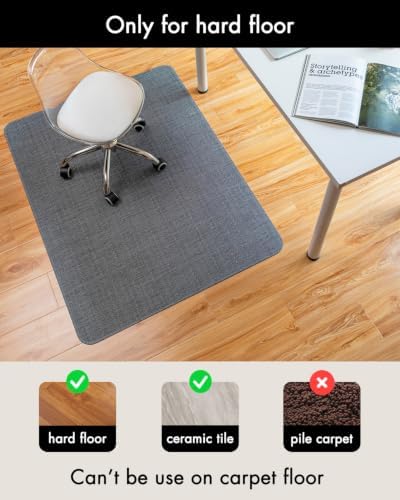 BARoyal Office Chair Mat for Hardwood Floor Under Desk Computer Rolling Chair Mat for Wood/Tile Floor Heavy Duty PVC Plastic Hard Floor Protector 48" x 60"(Deep Grey) - Image 3