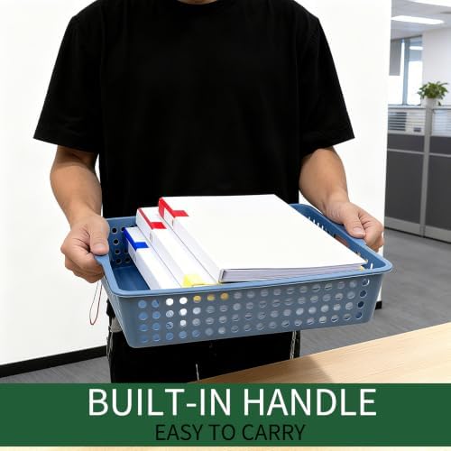 8 Pack Paper Organizer Baskets Trays, 14 In Plastic Storage Baskets - Image 6