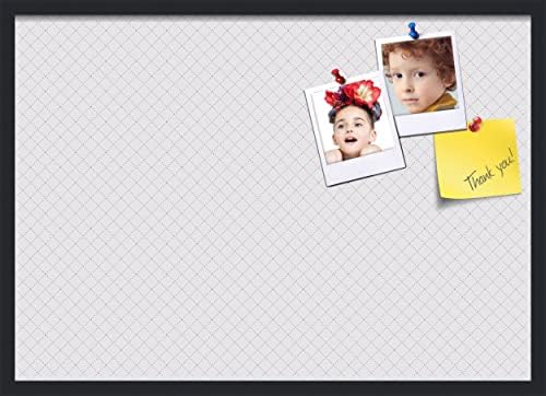 PinPix 34x24 inch Cork Bulletin Board. This Decorative Framed Pin Board Comes with Diamond Pattern in Light Grey Design and Satin Black. Ideal for Home, Office Decor or School (PinPix-524) by PinPixBulletinBoards