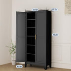 Black Metal Storage Cabinet,75" Steel Cabinets for Home Office - Image 3