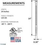 Kable Kontrol Made in USA Cable Ties, 14 Inch 100 Pcs 120 Lbs Test – Black - Image 2
