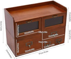 6-Drawer Desktop Organizer Cabinet, Wooden Desk Organizer, Drawer Storage Organization Box for Office Supplies Makeup Jewelry Craft, Retro Brown (18.5x8.66x12.6 inch) - Image 3