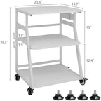 Natwind 3 Tier Large Printer Stand, 24"x20", with Charging Station,White - Image 3