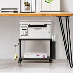 BTY Under Desk Printer Stand Small Printer Table with Storage 2 Tier Printer Cart with Wheels Desktop Printer Stands for Office Home Scanner Printer (Black) - Image 7