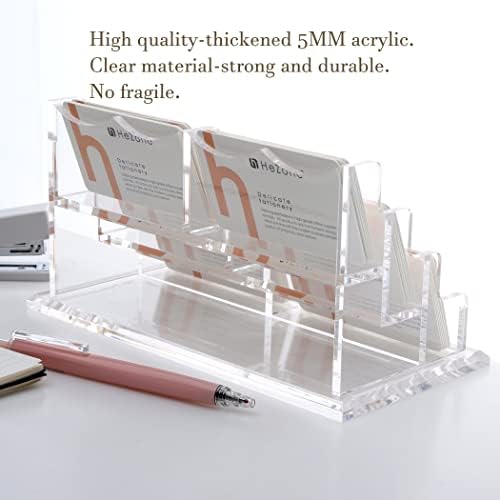 HeZone Business Cards Holder Display for Desk, Clear Acrylic Multiple 3 Tier 6 Slot Business Card Stand, Holds 300 Cards-1 Pack (6 Slots-H) - Image 7
