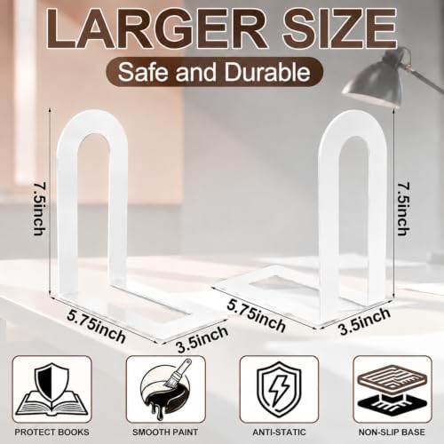Chunful 24 Pcs White Metal BookEnds Shelves, 7.5 x 5.75 x 3.5 in - Image 2