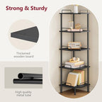 Tajsoon 5 Tier Corner Shelf Stand, Standing Corner Shelf Unit, Black - Image 4