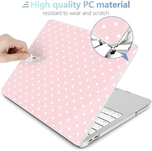 MEEgoodo 4-in-1 Printed Case for MacBook Neo 13 inch 2026 Release Model A3404, Laptop Hard Shell Cases with Keyboard Skin & Screen Protector & Webcam Covers, Pink & Polka Dots - Image 3