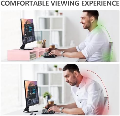 TAVR Dual Monitor Stand Riser, Wooden Computer Monitor Stand for 2 Monitors - Image 3
