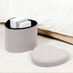 B FSOBEIIALEO Storage Ottoman Heart Shaped Ottoman with Storage, Grey - Image 2