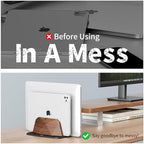 AFOOYO Vertical Laptop Stand - Dual Slots Walnut Adjustable Laptop Holder,Desktop Dock Compatible with All MacBook, Surface,Chromebook,Dell & More(Walnut) - Image 6