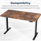 VIVO Rustic Vintage Brown 43 x 24 in Solid Table Top, DESK-TOP43N - Image 4