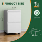 Letaya 2 Drawer Mobile File Cabinet with Lock,Under Desk Metal Filing Cabinets for Home Office Organizer Letters/Legal/A4(Fully Assembled-White) - Image 3