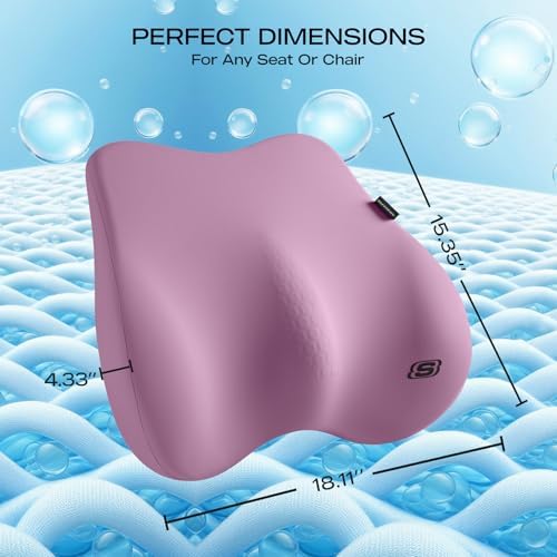 Skechers Lumbar Pillow Premium Gel & Memory Foam, Lumbar Support Pillow for Office,Chair Lower Back Pain Relief Lumbar Pillow,Ergonomic Back Support Pillow for Office Chair,Car,Home,Travel,Purple - Image 4