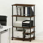 Furinno Turn-N-Tube 4-Tier Toolless Multipurpose Printer Stand Display Storage Shelf with Wheels, Amber Pine/Black - Image 5