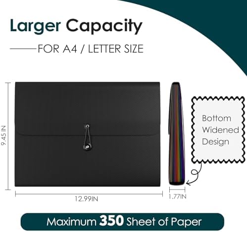 10 Pack Accordion File Organizer, 13 Pockets, Black - Image 4