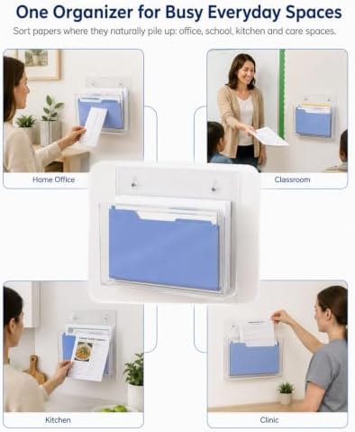 HAYVAN Acrylic Wall File Holder, No Drill Mount 2 Pack Clear - Image 7