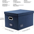 PRANDOM File Organizer Box - Set of 4 Collapsible Decorative Linen Filing Storage Hanging File Folders with Lids Office Cabinet Letter/Legal Size Navy Blue 17.1x14x11.1 inch - Image 4