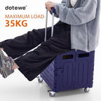 Folding Utility Cart Portable Rolling Crate Handcart Foldable Shopping Trolley Collapsible, with Lid, on Wheels, for Grocery, Garden, Office, Storage, Teacher, Tool (Purple) - Image 2