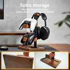 Wood Headphone Stand,Headset Holder with Dual Gaming Controller Holder - Image 5