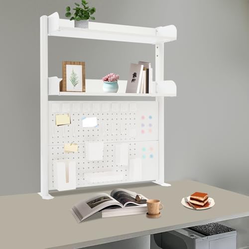 Desk Organizer Shelf with Pegboard, Multipurpose Clamp On Countertop Hutch Bookshelf, Desktop Bookshelf Storage Shelves for Home Office Dorm - Image 5