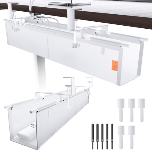 27" No Drill Under Desk Cable Management Tray (White) by NODOCA