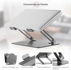 BoYata Laptop Stand, Adjustable Metal Desktop Riser, Up to 15 Inches, Gray - Image 3