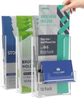 10 Pack 4 X 6 Inch Acrylic Brochure Holder Wall Mount, Pamphlet Holder Wall Mount, Clear Plastic Brochure Display Stand, Literature Flyer Holder Rack For Pamphlets, Mail , Magazines, Booklets Hold (With Business Card Holder) by Nellvita