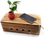 Large Wood Cable Management Box, Vintage Walnut Cord Organizer 14" - Image 6
