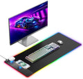 Mouse Pad with Magnetic Wireless Charging, Large Desk Pad Protector, RGB Black Desk Mat with 15W Fast Charger, Non-Slip Waterproof Mousepad for Office Home Gaming by miroddi