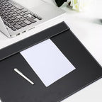 24" x 18" Leather Desk Blotter with Top Rail for Writing Leather Executive Desk Pad Protector Desk Mat for Office Home Workplace Black - Image 5