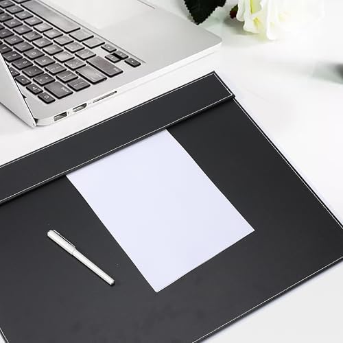 24" x 18" Leather Desk Blotter with Top Rail for Writing Leather Executive Desk Pad Protector Desk Mat for Office Home Workplace Black - Image 5